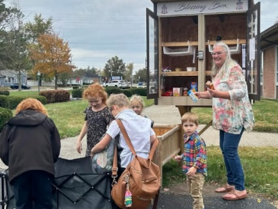 Restocking the blessing box