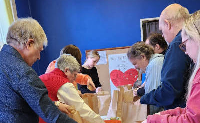 Packing snack bags at Golconda, First