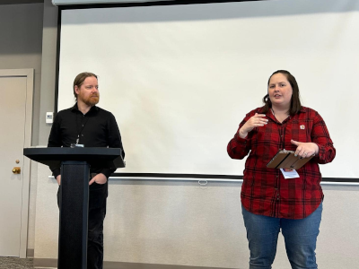 Teaching Elders Nate Brantingham and Macy Ruple at a 
Presbytery on the Road event